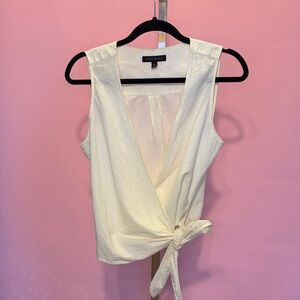 Banana Republic Linen Cream Tie-Front Blouse